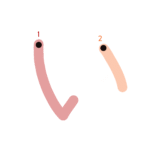 ひらがな『い』のなぞり書き（カラー）